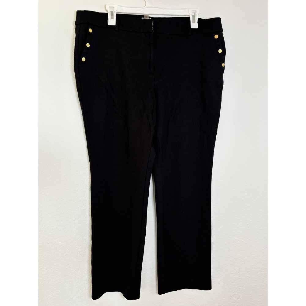 Anne Klein Black Sailor Button Dress Pants Womens 16 Gold Lion Buttons Straight